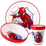 Spiderman 3pcs Reusable Bicolor Premium Kids Dinner Tableware Set Plate, Bowl & Tumbler, BPA Free