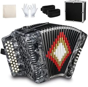 Accordion,Diatonic Accordion,31 keys 12 Bass Accordion for Adults,Beginners,Players,Teachers 8 Bass Accordion with Extra Thick Accordion Case (Gray)