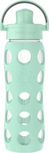 Lifefactory 22-Ounce Glass Water Bottle with Active Flip Cap and Protective Silicone Sleeve, Mint