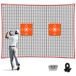 Golf Hitting Chipping Practice Barrier Net with 2 Target Cloth, 10x20 ft, High Impact Golf Ball Training Netting, Heavy Duty Golf Containment Net for Backyard Driving Hockey Baseball Soccer Volleyball Home Garden (10x20ft Golf Netting)