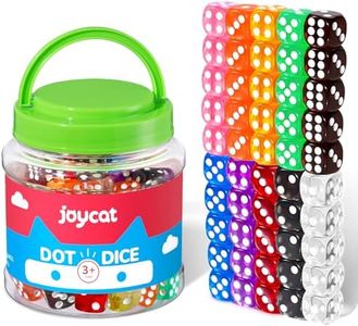 JoyCat 16mm 6 Sided Dice Set Standard Game Dice Kids for Board Games Dice Games Math Dice for Classroom with Storage Bucket (100, Translucent)