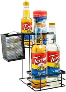 Bella Beau Coffee Syrup Organizer, Coffee Syrup Dispenser, w/Moveable Mesh, Syrup Rack, Tea Station Stand for Countertop, Holds 4 Bottles, Tea Bar Accessories for Countertop