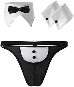 EDENIGHT Mens Butler Lingerie Underwear Waiter Gentleman Costume Cosplay Outfits, Black4, One size