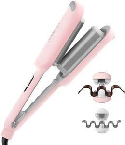 TYMO ROVY Hair Waver Crimper - Hair Curler, Deep Waver Curling Iron, Ionic Curling Wand with Ceramic Tourmaline Barrel for Women, Anti-Scald, Quick & Easy, Dual Voltage, Pink 32mm