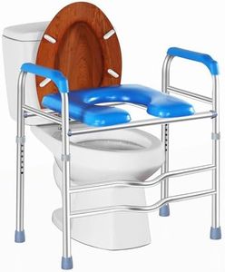 Deewow Raised Toilet Seat with Handles up to 450lbs, Elevated Toilet Seat Riser for Seniors, Raised Toilet Seat for Elderly, Pregnant and Handicap, Height Adjustable, Fit Any Toilet, Blue