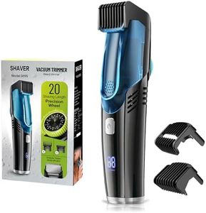 NanoGroom Electric Beard Trimmer for Men, Vacuum Beard Trimmer, 20 Length and Style Settings with Adjustable Length Comb (1-20mm) Mustache Trimmer, Washable, Removable Blades - Blue