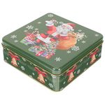 Cabilock Box Biscuit Decorative Lid with Candy, Christmas Storage Chocolate Green Food Presents Ing Vintage Supplies Santa Bakery Tins Xmas Tin Container Cookie Pattern Favors