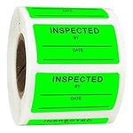 1 X 2 Inch "Inspected by" Rectangle Labels - Quality Control Inventory Labels 500 Fluorescent Square Adhesive Shipping Stickers