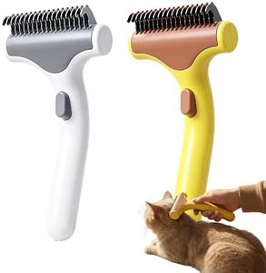 Dematting Comb for Dogs and Cats, 2026 New Undercoat Rake Pet Brush for Long Hair, Deshedding Dog Brush Reduces Tangles Knots and Loose Fur, Grooming Tool for Thick Coats (White+Yellow)