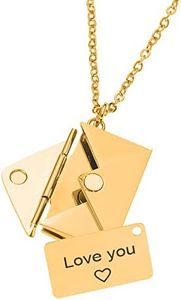 VNOX Collier Enveloppe Femme Personnalisé Bijoux Confession Love You Or Pendentif avec Gravure pour Saint Valentin Fête des Mères Cadeau Collier avec Nom Collier pour Couple Mère Fille