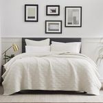 PALASSIO Ivory 100% Cotton Quilt California Cal King Size Bedding Sets with Pillow Shams, Oversized Cream Lightweight Bedspread Coverlet, Soft Quilted Bed Cover for All Season 3 Pieces, 118x106 inches