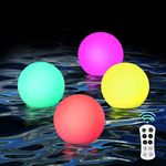 OSALADI Floating Pool Lights Rechargeable, Color Changing Pool Ball Lights with Remote, IP68 Waterproof LED Glow Floating Night Lights for Pond Garden Party, 4 Pack