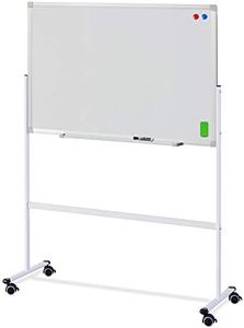 HAND IN HAND Small Mobile Whiteboard, Double Sided Dry Erase Board with Wheels Aluminum Frame, Height Adjustable, for Office, Classroom or Home School,905 X 600 MM