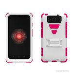 Beyond Cell Tri-Shield Durable Hybrid Hard Shell and Silicone Skin Gel Case for Motorola Droid Ultra, Retail Packaging, White/Hot Pink