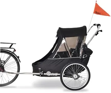 Wike Premium Double Children's Bicycle Trailer - includes Stroller Jogger Kits - accommodates up to 2 children 52in tall/100lbs, includes safety seat padding, 2 bike hitches, rear reflectors & screens