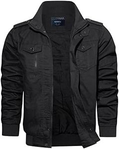 anzerll Men's Lightweight Cotton Jacket Military Stand Collar Coat Casual Windbreaker With Multi-pockets, B1#black, Medium