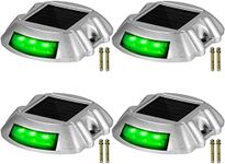 Happybuy 4-Pack Solar Driveway Lights with Switch Button, Outdoor Waterproof Wireless Dock 6 LEDs for Path Warning Garden Walkway Sidewalk Steps, LED Bright Green