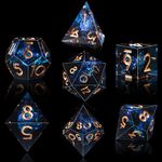 SIQUK 7-Die DND Dice Set Sharp Edge Polyhedral Dice Game Dice for Dungeons and Dragons RPG MTG Table Games (Dark Star)