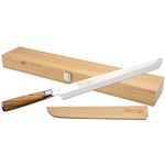 Katana Saya Olive Wood 27cm Tako Sashimi Knife, Japanese 67-Layer VG-10 Damascus Stainless Steel, Kitchen Knife, Natural Olive Wood Handle