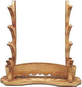MANNIFEN Sword Holder Wall Mount Samurai Sword Rack Katana Wakizashi Display Stand (Solid wood stand holder 4 Tier)
