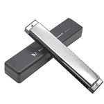 Swan Harmonica 24 Hole Polyphonic Harmonica C Key A/B/D/E/F/G/A #/C #/D #/F #/G # Professional Tremolo Harmonica Beginners, Children, and Adults Playing Harmonica(Key of G)