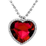 YouBella Jewellery Crystal Heart Titanic Necklace for Girls Fashion Pendant Necklace Jewellery for Girls and Women (Red)