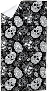 CafePress Sugar Skulls Black and White Large Novelty Printed Beach Towel 30"x60"