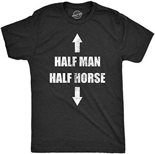 Mens Half Man Half Horse T Shirt Funny Adult Humor Dick Joke Tee For Guys (Heather Black - HORSE) - S