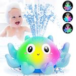 Jovicos Baby Bath Toys, Octopus Sensory Light Up Bath Toys, Automatic Induction Spray Water Toys,Bath time shower toys Gifts for Baby Girls Boys