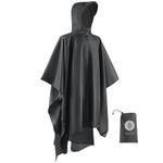 Opret Waterproof Rain Poncho Multifunctional, Lightweight Raincoat with Adjustable Hood for Adult Men and Women 3 in 1 Poncho for Outdoor Activities, Grey