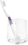 Huang Acrylic Clear Square Tapered Bathroom Toothbrush Holder/Tumbler | Easy to Clean Durable Acrylic | Single Piece Set