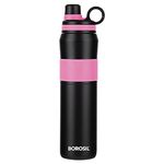 Borosil Hydra Thirst Burst Fuchsia 800 ml Stainless Steel Water Bottle | Double Wall Vacuum Insulated Flask | 12 Hours Hot & Cold | Ideal for Personal & Corporate Gifting | 1 Year Warranty