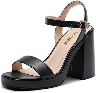 Dream Pairs Donna Sandalo Tacco Elegante da Alto e Largo con Plateau Scarpe Classiche con Tacco a Punta Quadrata con Fibbie e Cinturini Estate,Size 40,Nero,SDHS2222W-NEW