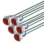 Gebildet 10mm 5pcs LED Indicator Light 3V-4.5V-5V-6V-7.5V-9VDC Energy Saving Metal Waterproof Signal Lamp with Wire(Red)