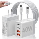 USB C Fast Charger, 40W Dual USB-C 