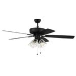 Craftmade P104FB5-52FBGW Pro Plus 52" Ceiling Fan with LED Lights & Pull Chain, 5 Reversible Flat Black/Greywood MDF Blades, Flat Black