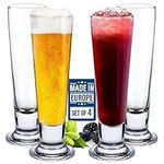 CRYSTALIA Premium Beer Glasses Set of 4, 400ml,100% Lead Free Tall Footed Pilsner Glass Beer Drinking Set, Tall Cocktail Glasses, Lager Glasses, Classic Lager Glass IPA Glasses, 2/3 Pint Beer Glasses