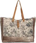 Myra Bag Floweret Upcycled Canvas & Cowhide Leather Weekender Bag S-1274