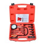 Prokomon Diesel Engine Compression Tester, 18pc Diesel Injector Tester with 0-1000 psi Diesel Fuel Pressure Gauge Adapters, Diesel Pressure Tester Kit