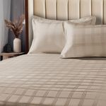 Urban Space 100% Cotton 300TC Jacquard bedsheets for King Size Bed, Pure Cotton Bedsheet King Bed, Checks bedsheet King Size with 2 Pillow Covers (108 x 108 Inches, Beige Checks)