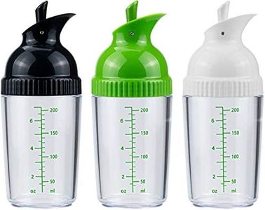 Nicunom 3 Pack Salad Dressing Shaker, 7 Oz Good Grips Dressing Mixer Shaker Bottles, Black & White & Green