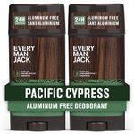 Every Man Jack Pacific Cypress Men’s Deodorant - Stay Fresh with Aluminum Free Deodorant For all Skin Types - Odor Crushing, Long Lasting, with Naturally Derived Ingredients - 85g (2 Pack)