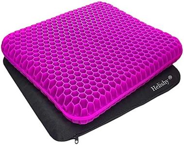 Gel Seat Cushion, Extra Thick Office Seat Cushion with Non-Slip Cover, Breathable Chair Pads Honeycomb Design Absorbs Pressure Points for Car Office Chair Wheelchair (Extra Thick, Violet)