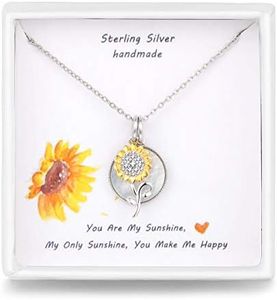 Qings Girasole Collana Donna Ciondolo Collana in Argento Sterling 925 con Cubic Zirconia Gioielli Regalo per Ragazze Matrimonio San Valentino e Il Natale