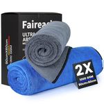Faireach 2 PCS Car Microfibre Cloths XXL 90x60cm, 1000GSM Highly Absorbent Car Drying Towel Extra Large, Ultra Soft Scratch-Free Cleaning Cloth for Household and Car Detailing, Washing, Polishing