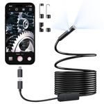 Elecshion [Dual-Lens] Endoscope Camera with Light, 1920P HD Borescope with 8+1 Adjustable LED Lights, IP67 Waterproof 16.5FT Semi-Rigid Snake Cord Inspection Camera for iPhone, iPad and Android