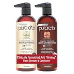 PURA D'OR Professional Grade Anti-Hair Thinning 2X Concentrated Actives Biotin Shampoo & Conditioner (16oz x 2), No Sulfates, Clinically Tested, All Hair Types, Men & Women (Packaging Varies)