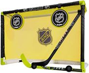 Franklin Sports Mini Hockey Goal Set - Indoor Knee Hockey Goal + (2) Shinny Hockey Sticks - (2) Mini Foam Hockey Balls + Pop Out Shooting Targets - All Star, Yellow, 32" X 21" X 12"