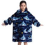 Oversized Blanket Hoodie for Kids, Wearable Blanket Sweatshirt with Pockets Sleeves, Super Warm Wearable Sherpa Hoodie Fits 7-13 Years Little Kids Girls Boys