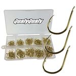 QualyQualy 3#-12# Assortment Eyeless Fishing Hooks Barbed Sea Saltwater Freshwater Golden Bronze Fishing Hooks For Carp Bass 500 Pcs/Set